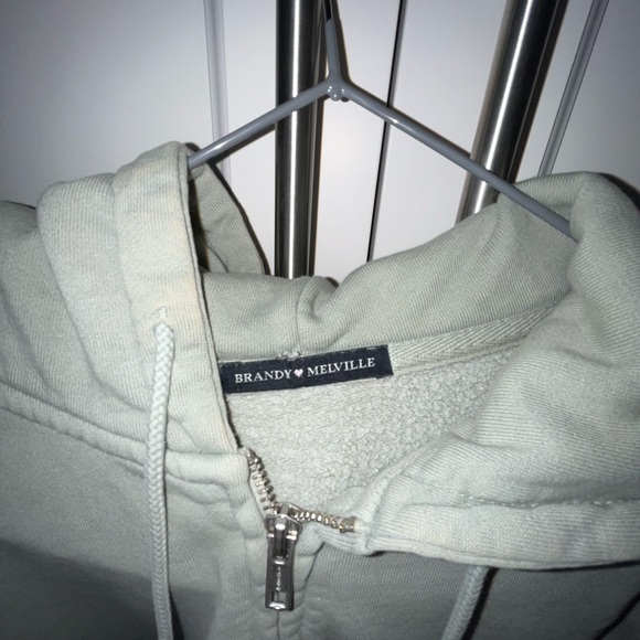 Crooked green zip up sweater from Brandy Melville - Picture 2 of 2